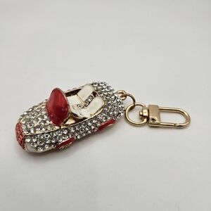🚘 Gold and Red Crystal Car Keychain